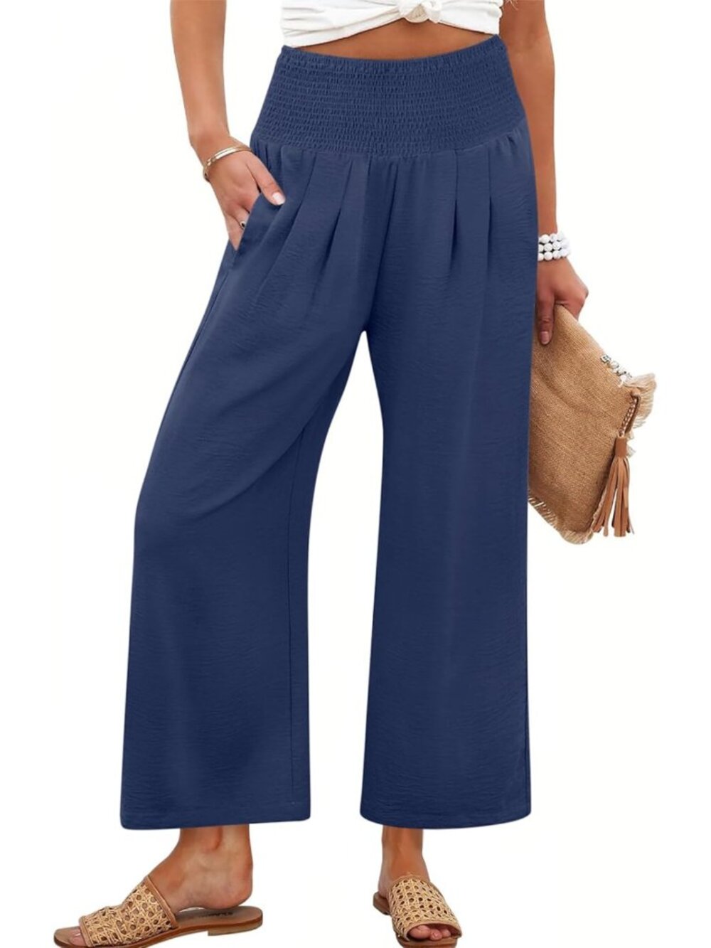 Chic Women's Wide Leg Palazzo Pants with Pockets | Comfy & Stylish Trousers